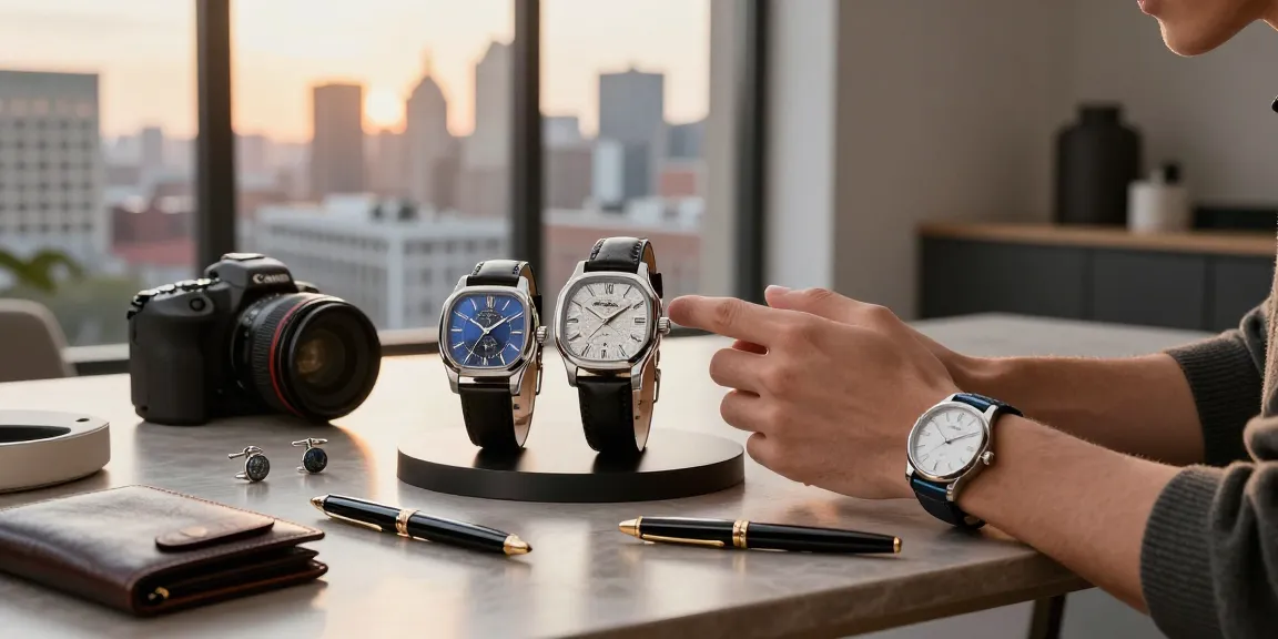 Showcasing super clone watches alongside stylish accessories in urban setting.