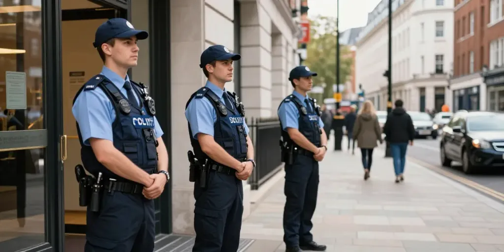 Security Guards ensuring safety for local businesses in London.