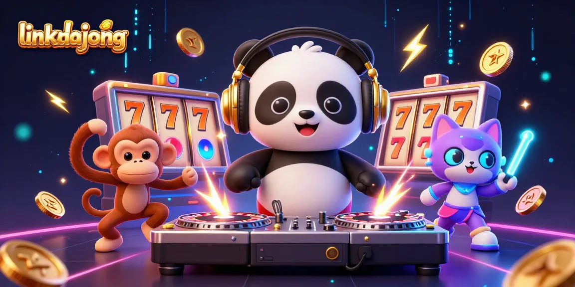Experience thrilling action with link mahjong in a vibrant slot-themed party scene.