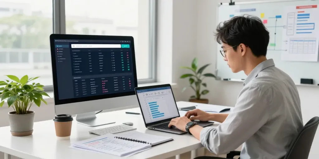 SEO specialist optimizing content for instant indexing in a bright office