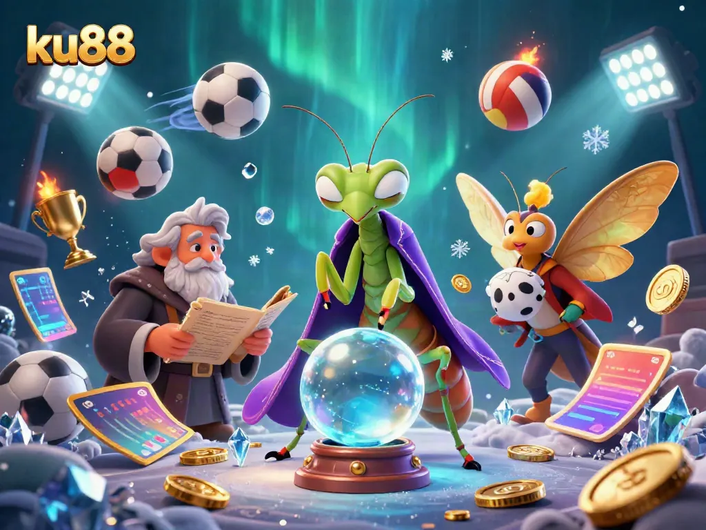 Place your bets at ku88 with a mystical fortune teller scene enhanced by vibrant gambling elements.