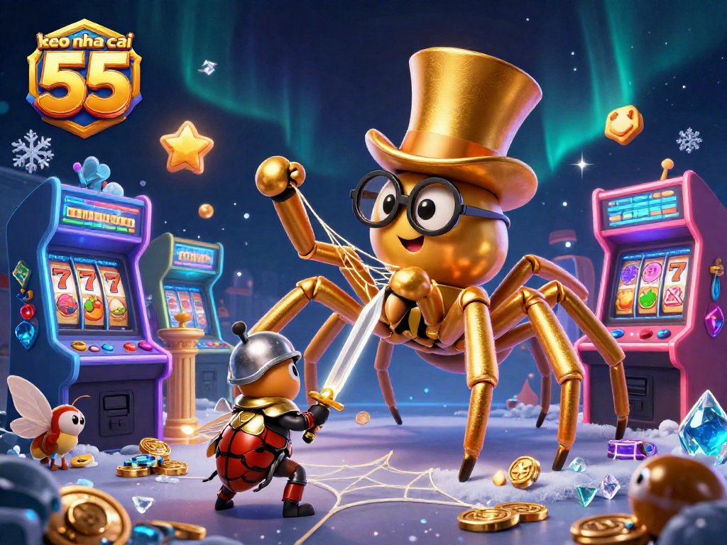Engage with exciting keo nha cai 55 gameplay featuring a giant tarantula and vibrant casino elements.