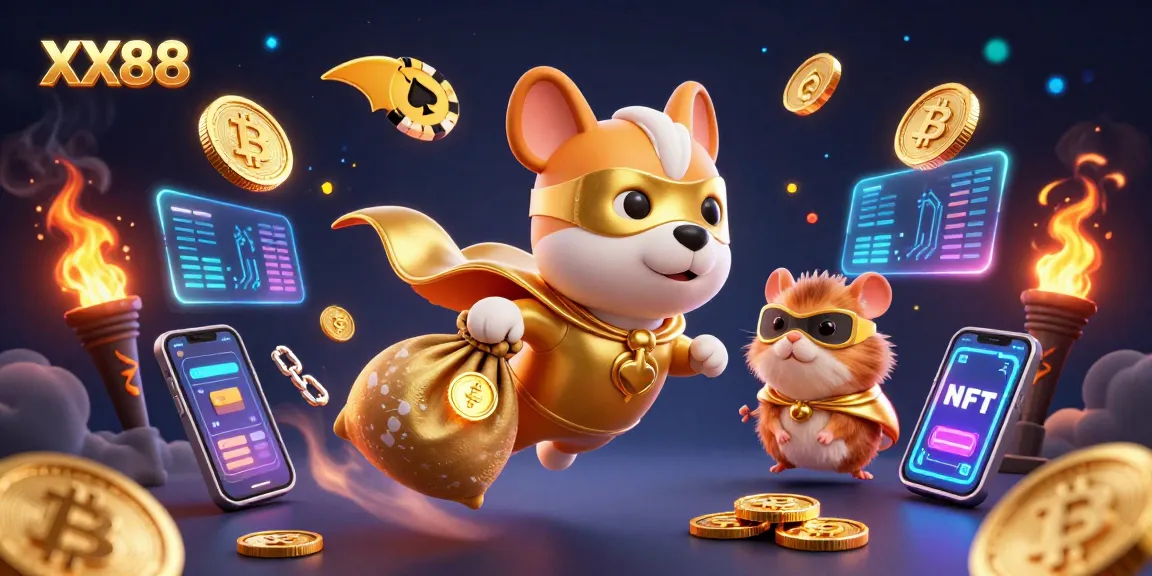 Join the thrilling adventure with XX88 as the superhero dog flies through a vibrant casino world.