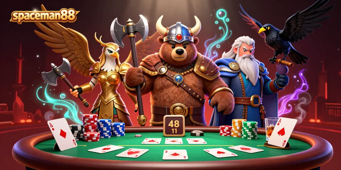 Engage with spaceman88 at thrilling poker tables featuring Viking and Valkyrie characters.
