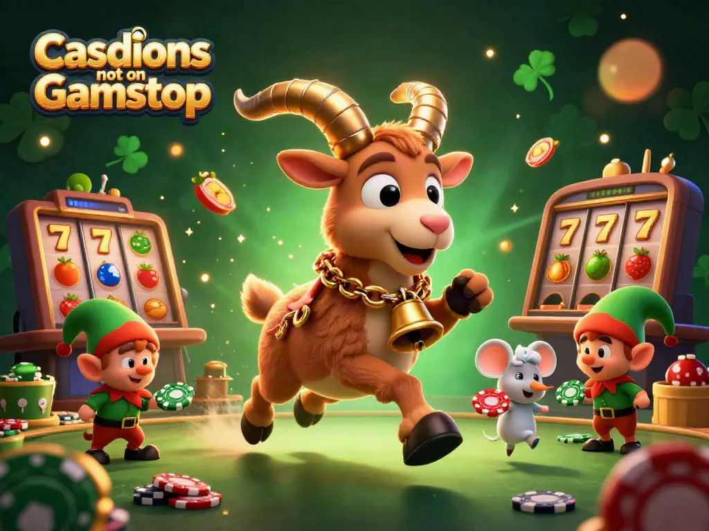 Experience the thrill of Casinos not on Gamstop with festive characters in a dynamic casino setting.