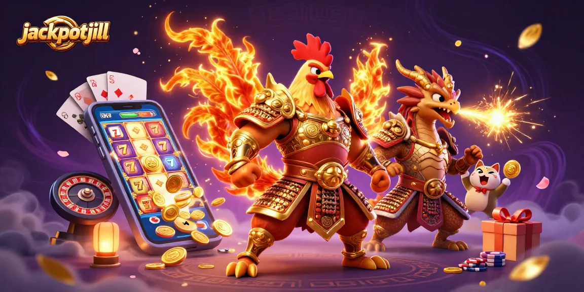 Experience jackpotjill with a dynamic 3D slot scene featuring vibrant characters and gaming elements.