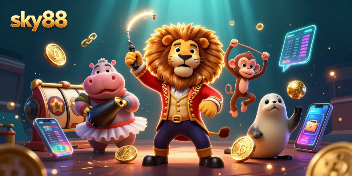 Experience thrilling sky88 casino games surrounded by vibrant characters and dynamic elements.
