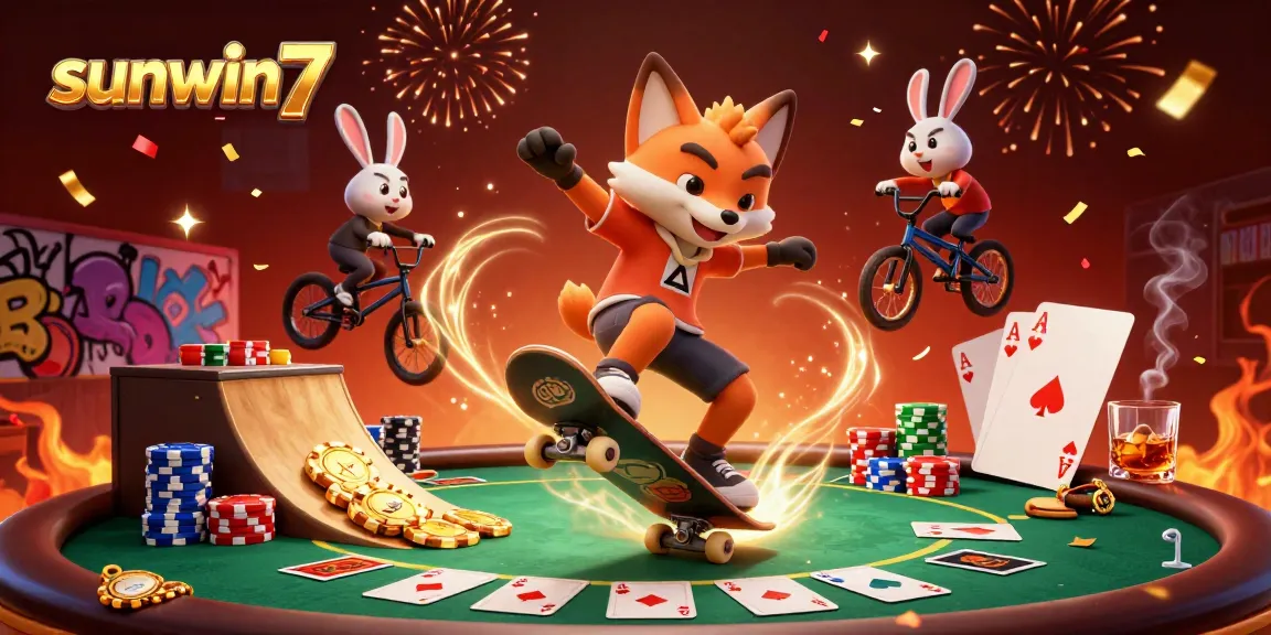 Experience thrilling gameplay at sunwin7 with colorful poker chips and dynamic characters in action.