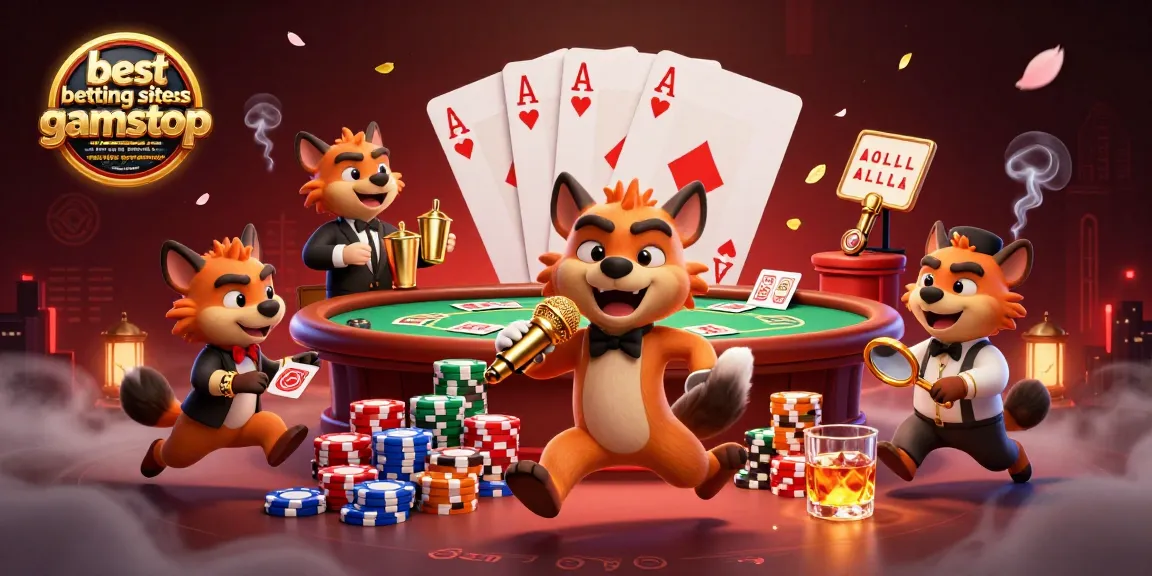 Engage with the best betting sites not on gamstop / bookies not on gamstop with fast payouts in a vibrant casino scene featuring hyenas as entertainers.